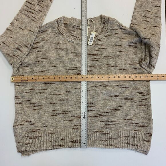 Max Studio Sweater Womens L Large Oatmeal Melange Hi-Low Drop Shoulder Pullover - Picture 9 of 11